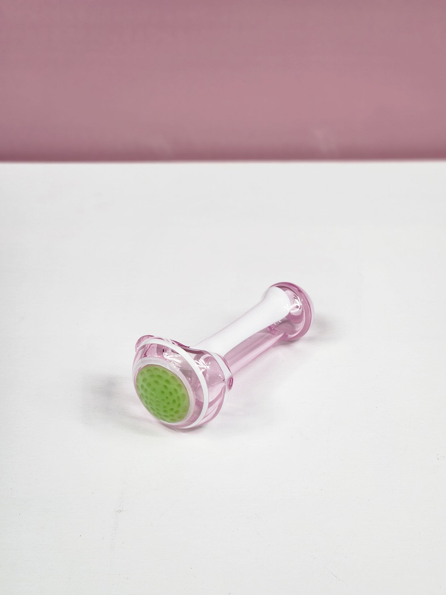 Pink w/ White Stripe Glass Pipe