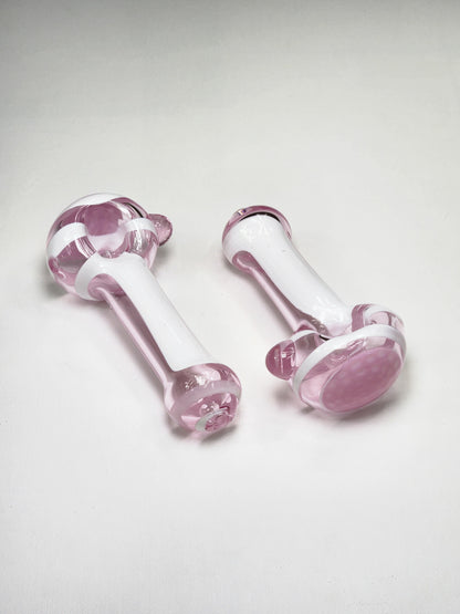 Pink w/ White Stripe Glass Pipe