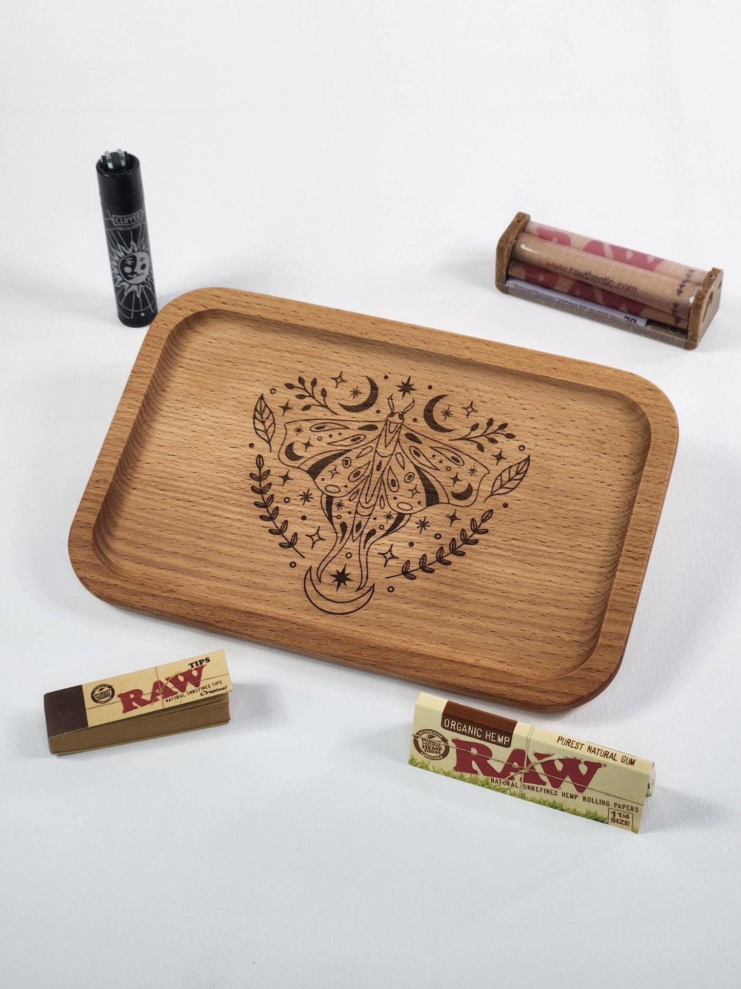 Boho Luna Moth Rolling Tray - The Bud Butler