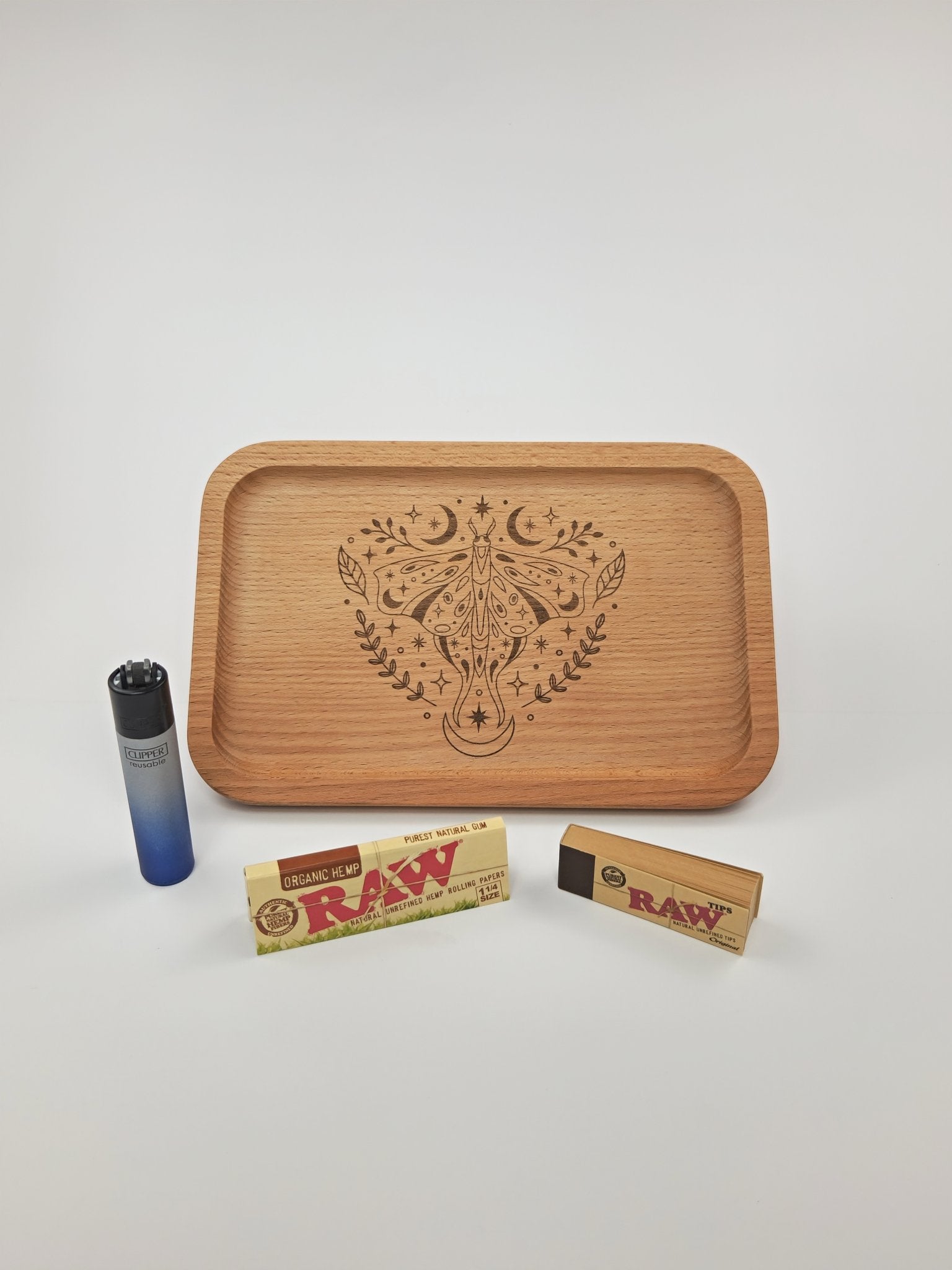 Boho Luna Moth Rolling Tray - The Bud Butler